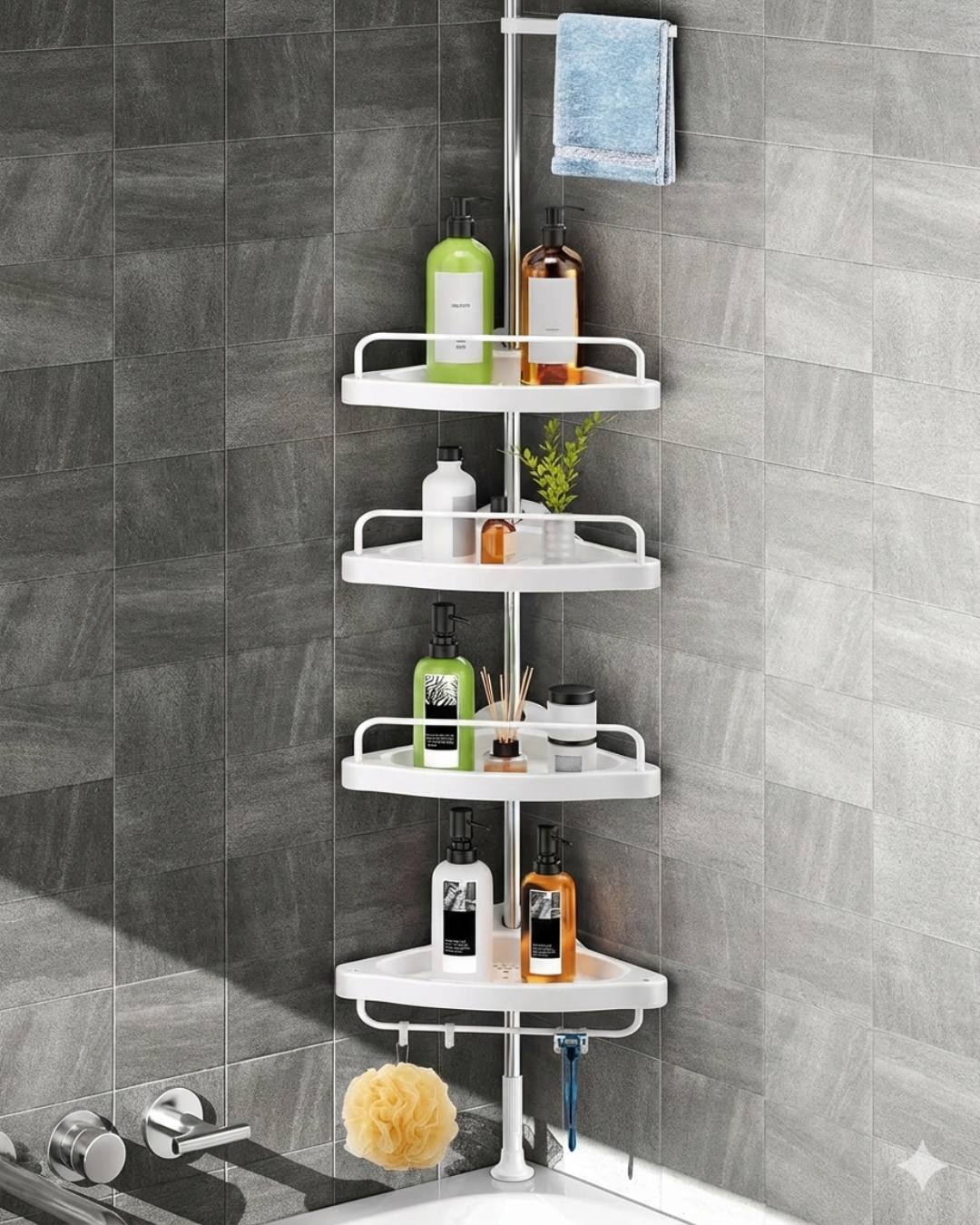 ستاند الحمام المتكون من 04 رفوف + علاقات