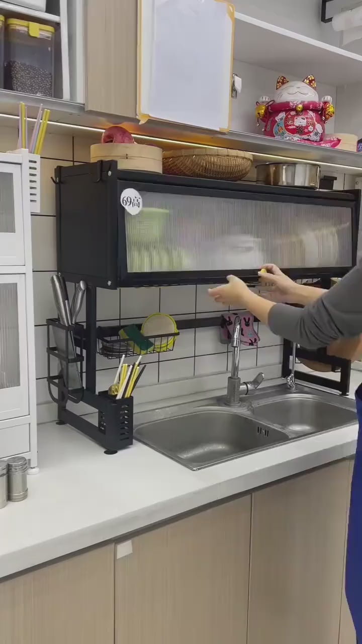 رفّ تجفيف الأطباق فوق الحوض