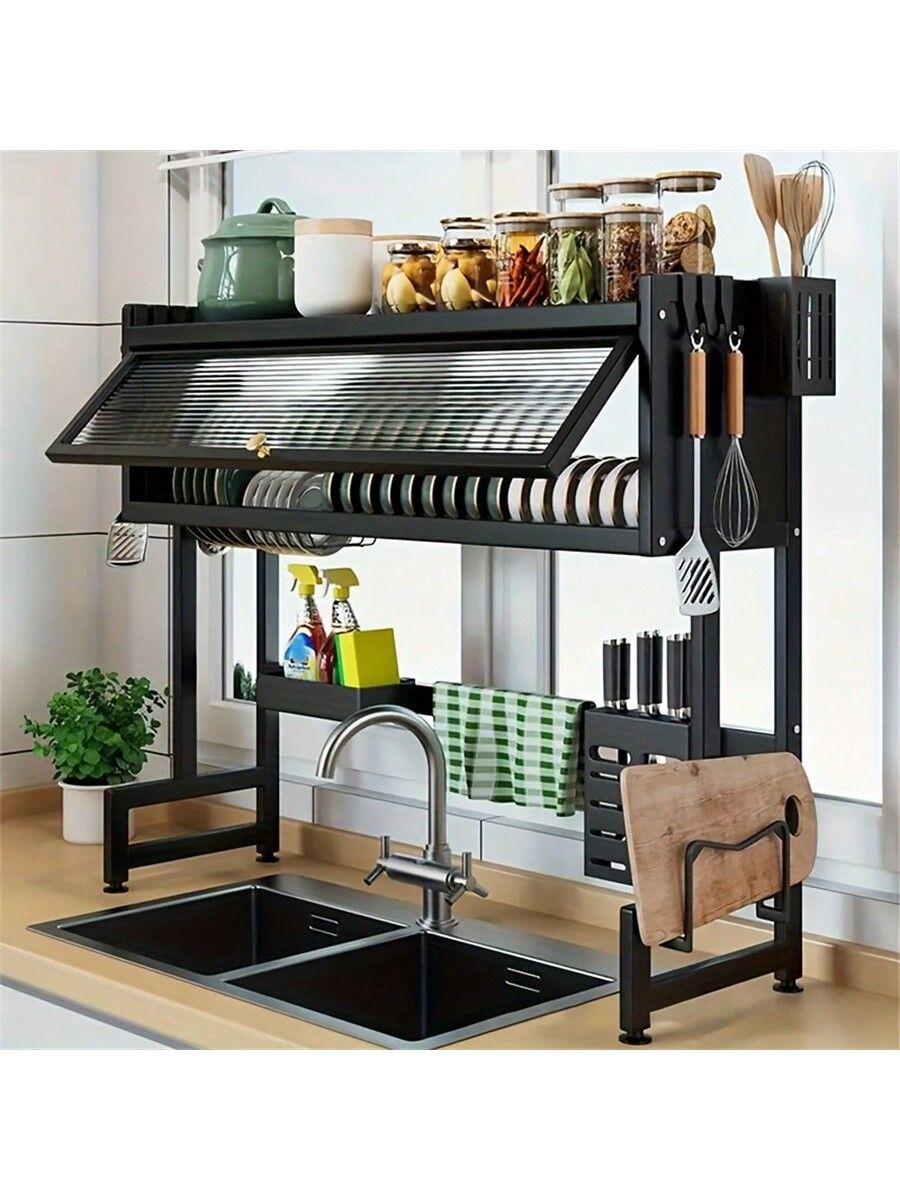 رفّ تجفيف الأطباق فوق الحوض